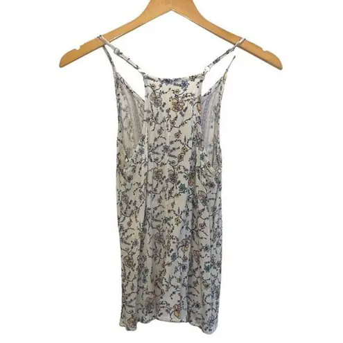 LUQ Womens Floral Rachell Tie Detail Spaghetti Strap Halter Top Multicolor Small Blue