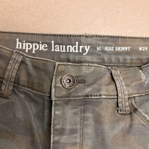 Hippie Laundry Mid-Rise Skinny Jeans W29 Distressed Camo Jeans