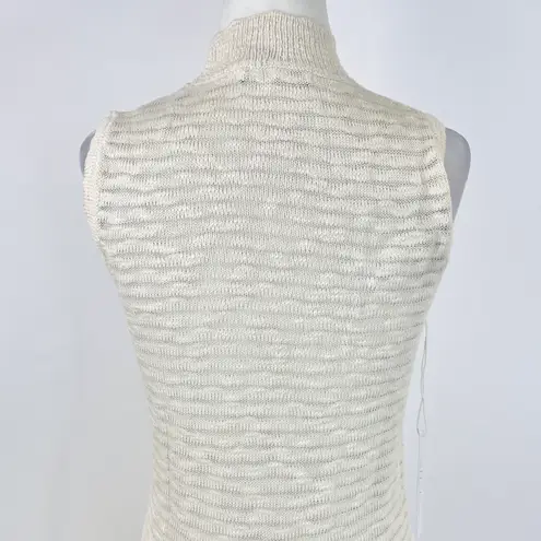 Callahan New Fringe Hem Stripe Knit Sleeveless Turtleneck Dress Creme