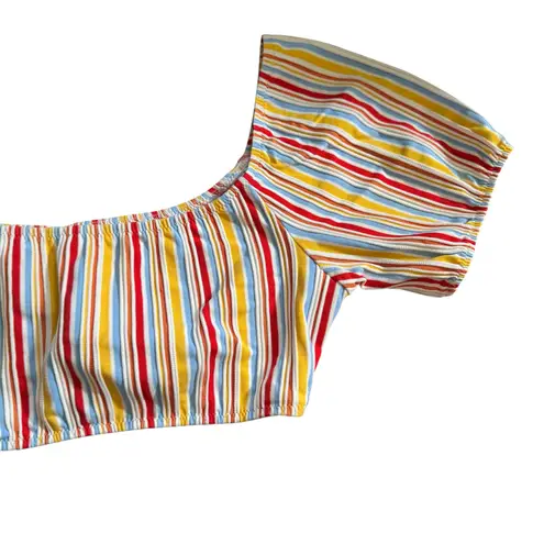 Lemlem Mokati Pouf Bikini Swimsuit High Waisted Bottoms Lemon Zest Stripe Small - Image 4