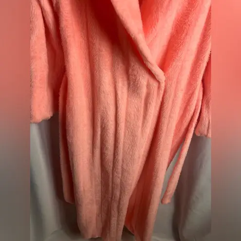 Vintage 1970’s Evelyn Pearson Long Robe Pink Belt Faux Fur Chevron Tie Size M Size M