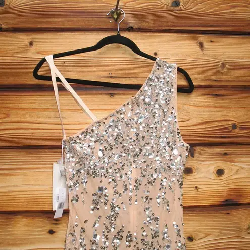 Mac Duggal 93552 Women ONE SHOULDER SHEER HAND BEADED MINI DRESS