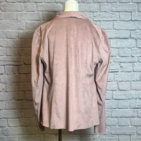 Mote Faux Suede Waterfall Blush Pink Open Front Drape Jacket Women's XXL