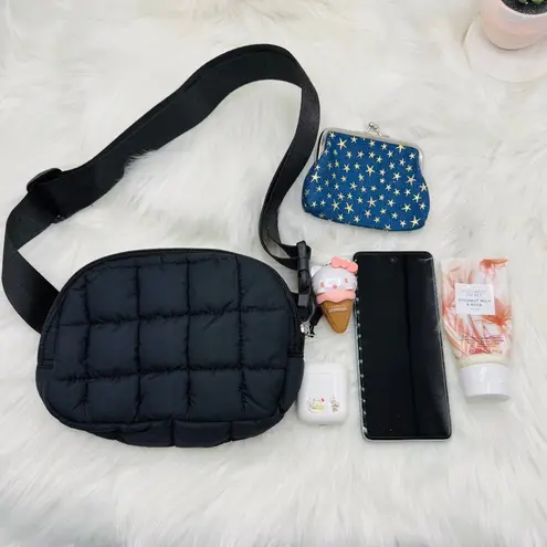 Women’s Black Puffer Crossbody Quilted Bag