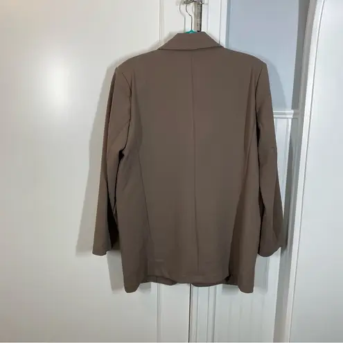 MONO B in a pinch jacquard stripe blazer in taupe size medium Athleisure work Tan