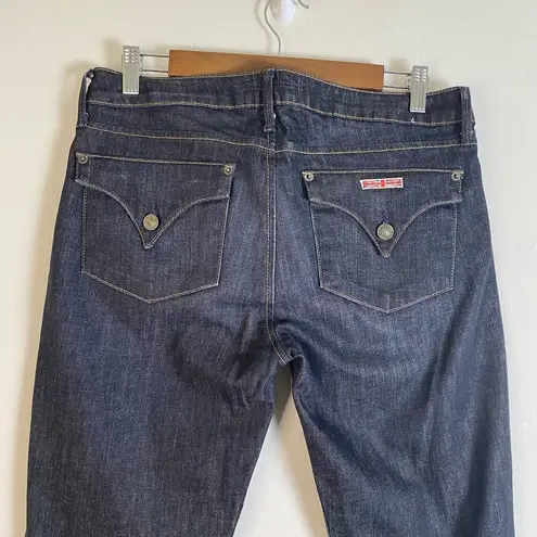 Hudson Jeans Hudson Sz 31 Carly Flap Straight Leg Mid Rise Denim Blue Jeans Stretch Dark Wash