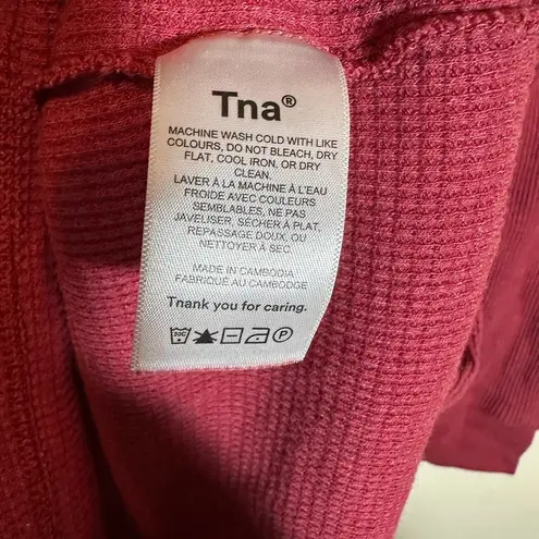 Aritzia TNA Red Long Sleeve Waffle Knit Dress Size Medium Skater Designer