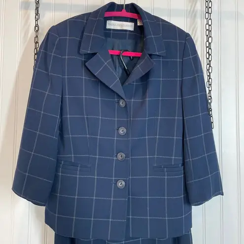 Calerie Stevens Petites Office Set 3/4 Sleeve Blazer Size 4P & Skirt Size 6P Blue