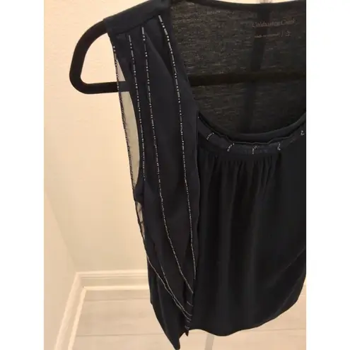 Coldwater Creek Blue Sleeveless Braided Embellished Neck Size S Womens Top NEW