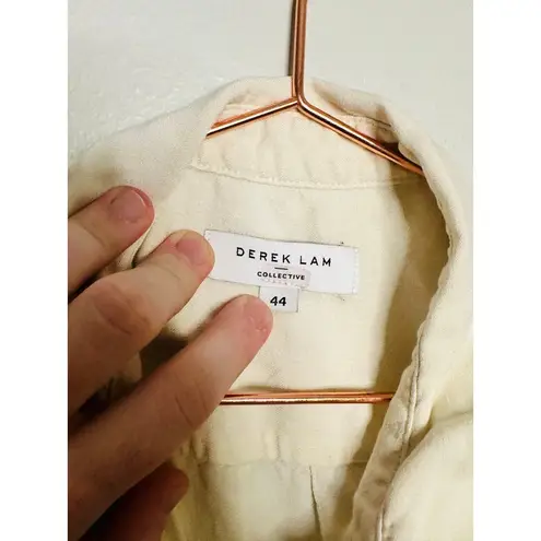 DEREK LAM 10 CROSBY x RTR Off White Linen Blend Crisp Apron Dress Size 44