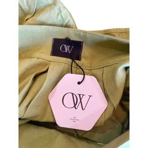 OW Collection Mira Boxy Vest & Pleats Skirt Set Moss Womens Size Small Green