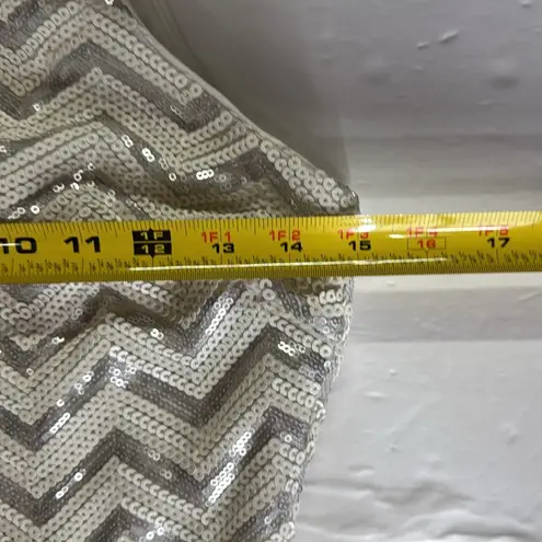 Cache  White and Silver Sequin Mini Dress fitted chevron s party event Hoco dance - Image 10