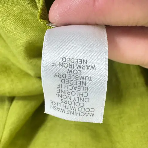 J. Jill Love Linen 100% Linen Pea Green Roll Tab Sleeve Button Up Blouse Size L Size L - Image 6