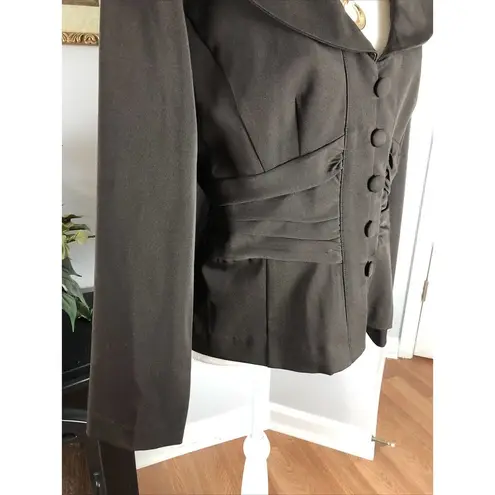 K.C. Spencer Women's Brown Long Sleeve Button Front Single Breasted Blazer 10