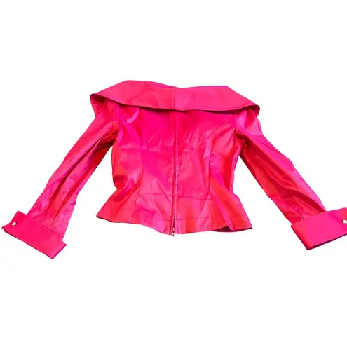 Tadashi Shoji Bright Pink Long Sleeve Shirt Blouse Top Formal MOB Size 4 Women's