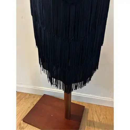 1920 style vintage dress back fringe size 8 Black