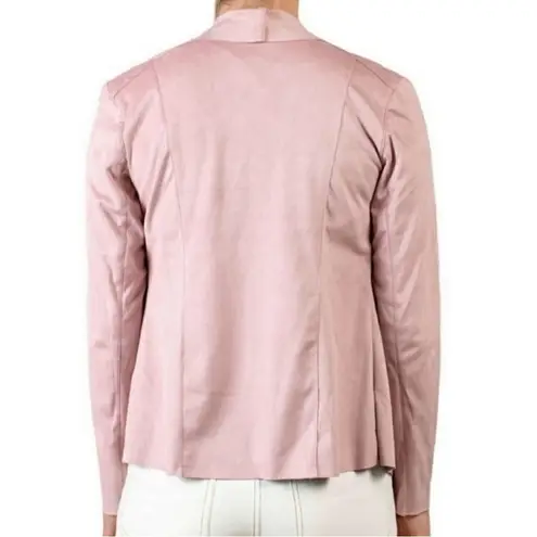 Mote Women’s Lightweight Faux Suede Drape Moto Jacket Size S Soft Zip Up Pink