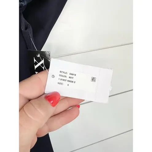 XScape Navy Blue Off Shoulder Ruched Floor Length Evening Gown Dress Size 6