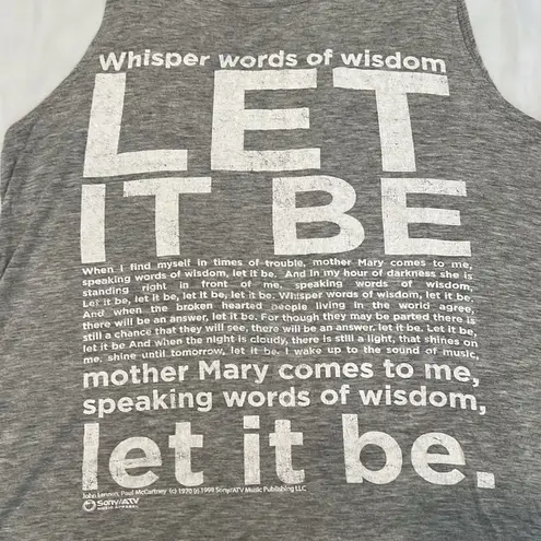 Bluheaven Beatles “Let it Be” lyrics size small open back grey tank top EUC