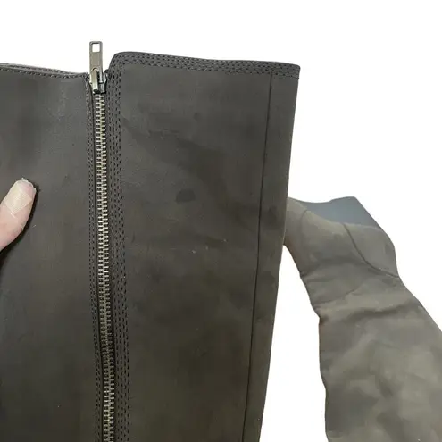 Fergalicious women size 7.5 gray leather tall knee boots comfortable heeled shoe