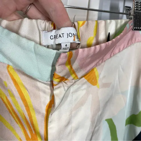Great Jones Pants Wide Leg Multi Floral size 4 coastal Beachy resortwear Flowy White