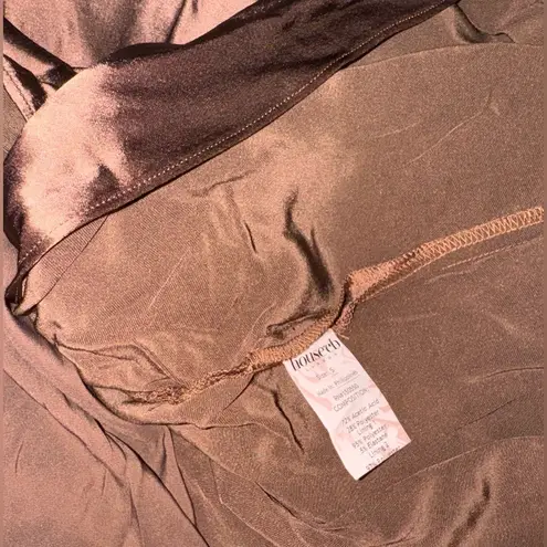 House Of CB NWOT  Reva Satin Gathered Toffee Brown Corset Dress sz S