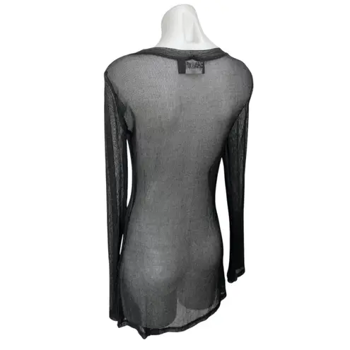 Darker Wavs Women's Black Long Sleeve Sheer Mesh T Shirt Tee Mini Dress Size M Size M