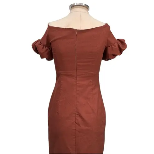 Yaura Toni Off The Shoulder Cut Out Midi Dress Size UK 10 US 6 Brown
