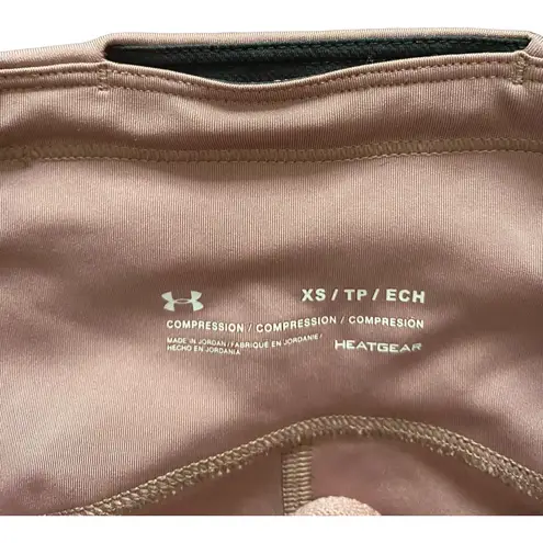 Under Armour -BLUSH COLOR LEGGINGS-SIZE XS Blush pink athletic leggings, has back pocket, drawstring waist, excellent condition  Measurements: Waist: side to side 12-14 inches  Inseam: 17 inches