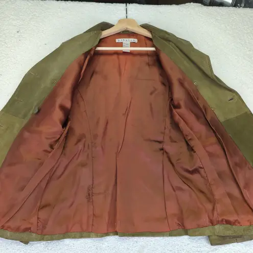 Rubbish Genuine Leather Olive Green Suede Double Breasted Jacket Women's Small