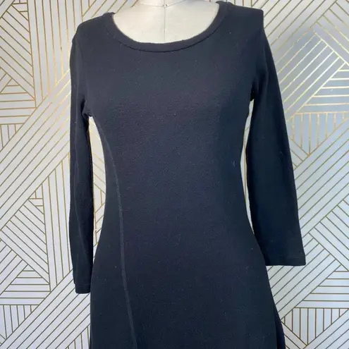 James Perse Recycle Crepe Jersey Flare Dress Black