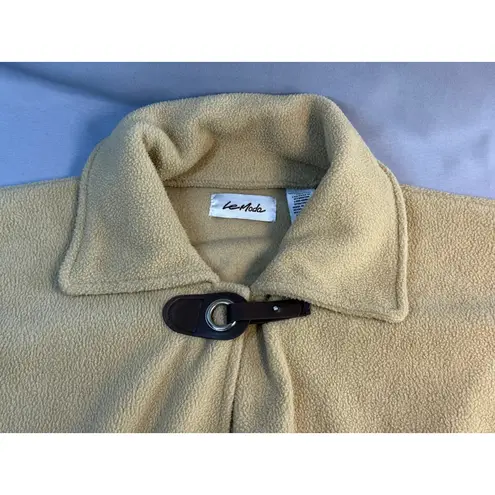 Le Moda Camel Color Fleece Cape Poncho Leopard Print Trim Mob Wife Retro Chic Tan Size L