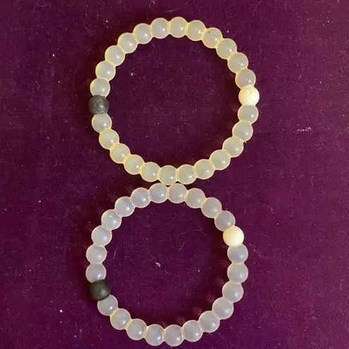 Lokai Two  Bracelets Brand New Never Worn Small Wrists White and Black Bead