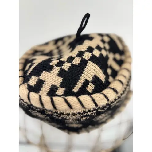 Obermeyer Tan Black pattern Winter Hat Cap 100% Wool Women’s One Size