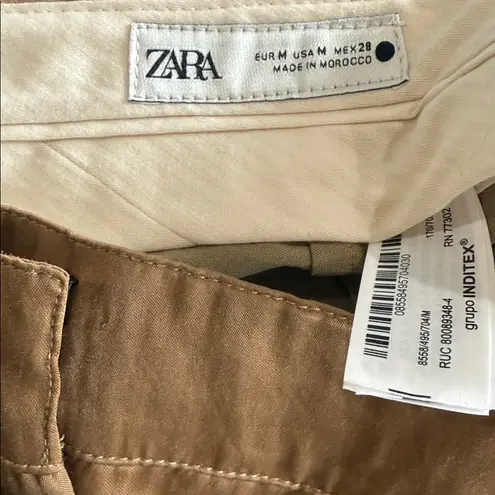 ZARA NWOT  Crinkled Camel High-Waist Cargo Pants - M Bloggers Fave Satin Effect - Image 11