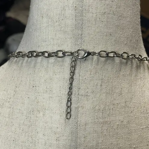 Boho Y2K Silver Tone Turquoise Colored Tribal Statement Necklace Festival Vibes