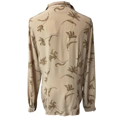 Jacqueline Ferrar Floral Collared Long Sleeve Silk Button Up Blouse Size 6 NWT