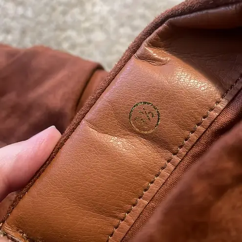 Boutique New cinnamon colored block heels faux suede tall zippered 9.5