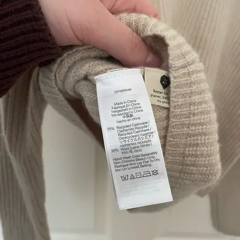 Madewell  Resourced Cashmere Turtleneck Cropped Ribbed Sweater Tan Size Medium