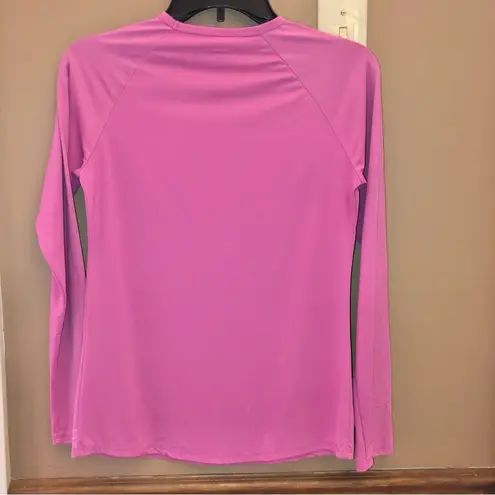 Title Nine Carve Designs Polka Dot Long Sleeve Athletic Shirt Rash Guard pink S