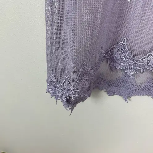 Simply Noelle Y2K Woman's S/M Purple Sequins Tank Fairycore Coquette Open Knit