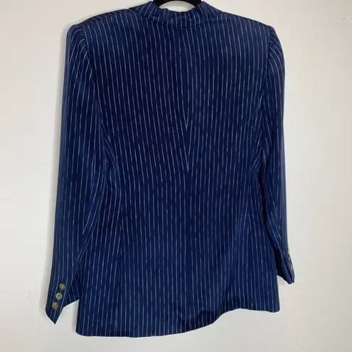 Silk Liz Claiborne Blue Pinstripe Suit Pants Blazer Sz 6
