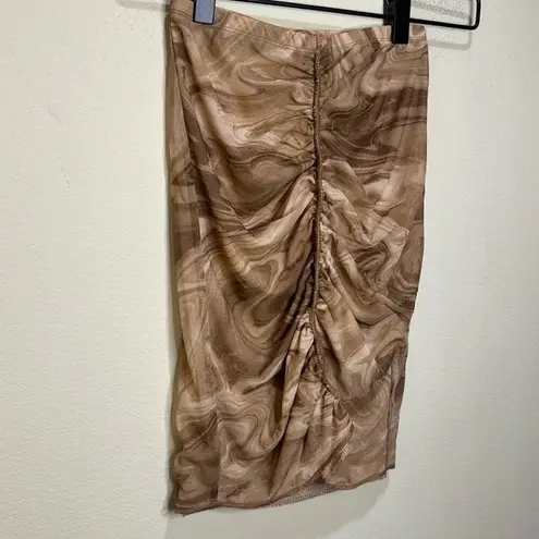 Naked Wardrobe Mesh Front Ruched Skirt - Marble Coco Size XS