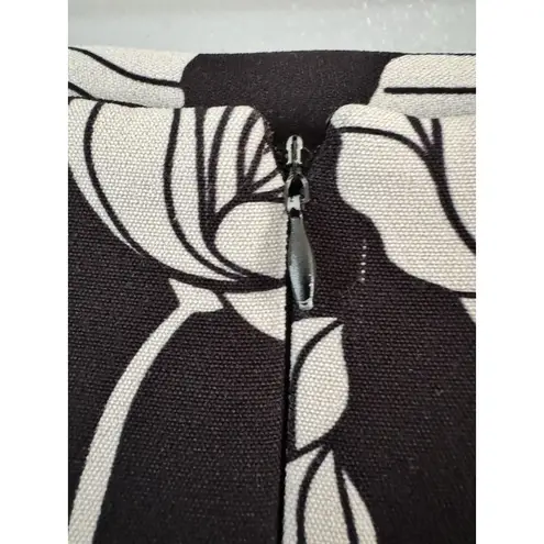 Adam Lippes Black White Floral Twill Pencil Skirt Women’s Size 14