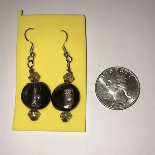 Shimmer Brown Round Beads Boho Dangling Pierced Earrings