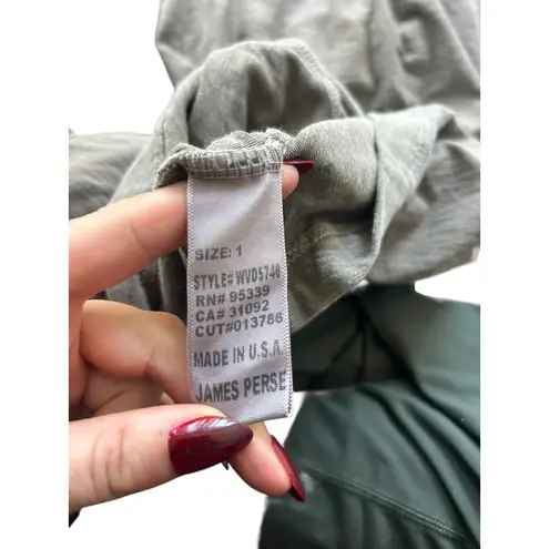 James Perse Brushed Jersey Skirt Gray Ruched Midi Skirt Size 1 Casual Chic