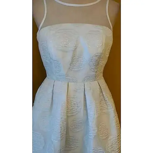 Chi Chi London White & Silver Rose Jacquard Wedding Gown Maxi Dress by Minuet from Modcloth NEW