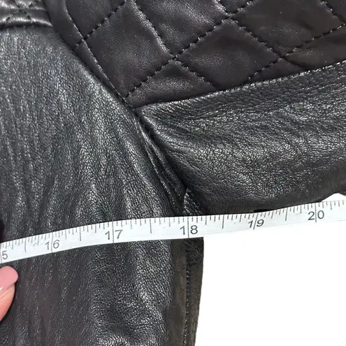 Dawn Levy Black Quilted Genuine Leather Moto Jacket Size Small