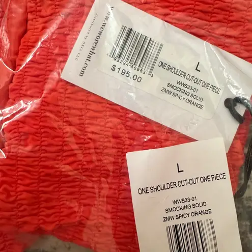 We Wore What NWT One Shoulder Cutout One Piece in Spicy Orange Large