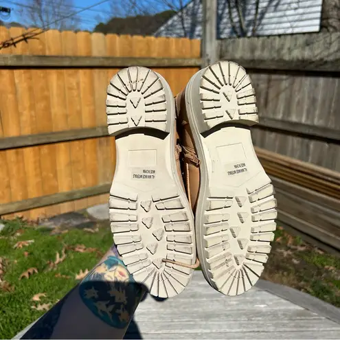 DV BY DOLCE VITA Opalus Womens Zipper Lace Up Combat Boots size 7 Tan